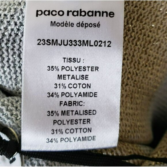 Paco Rabanne Gold Silver Stripe Metallic Knit Maxi Skirt Side Slit Glam Resort - Picture 6 of 14